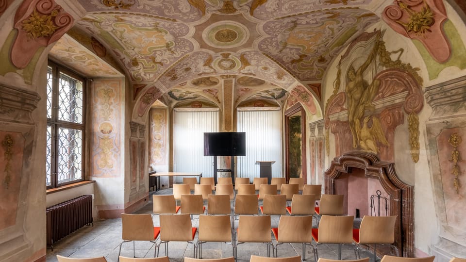 Bohatá výzdoba s freskami je ve  čtyřech největších sálech | Foto: Václav Bacovský,  Velvyslanectví SRN v Praze