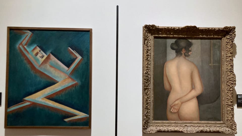 Otakar Kubín: 'Postava,  1913-1914' a 'Stojící ženský akt,  1920' | Foto: Anna Kubišta,  Radio Prague International