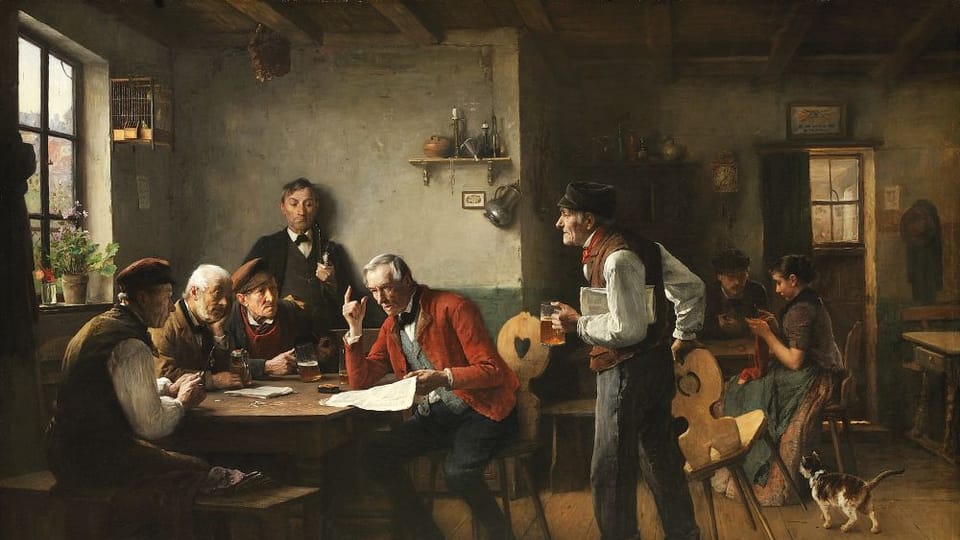 Václav Brožík: Politikáři na vsi, zdroj: Wikimedia Commons, CC0 Václav Brožík: Politikáři na vsi, zdroj: Wikimedia Commons, CC0