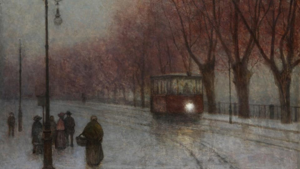 Jakub Schikaneder: Nábřeží s tramvajím,  1924 | Foto: Wikimedia Commons,  public domain