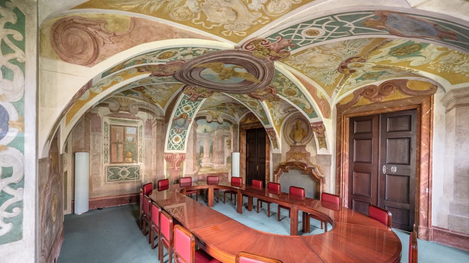 Historický sál zdobí krajinky v čínském stylu | Foto: Václav Bacovský, Velvyslanectví SRN v Praze Historický sál zdobí krajinky v čínském stylu | Foto: Václav Bacovský, Velvyslanectví SRN v Praze