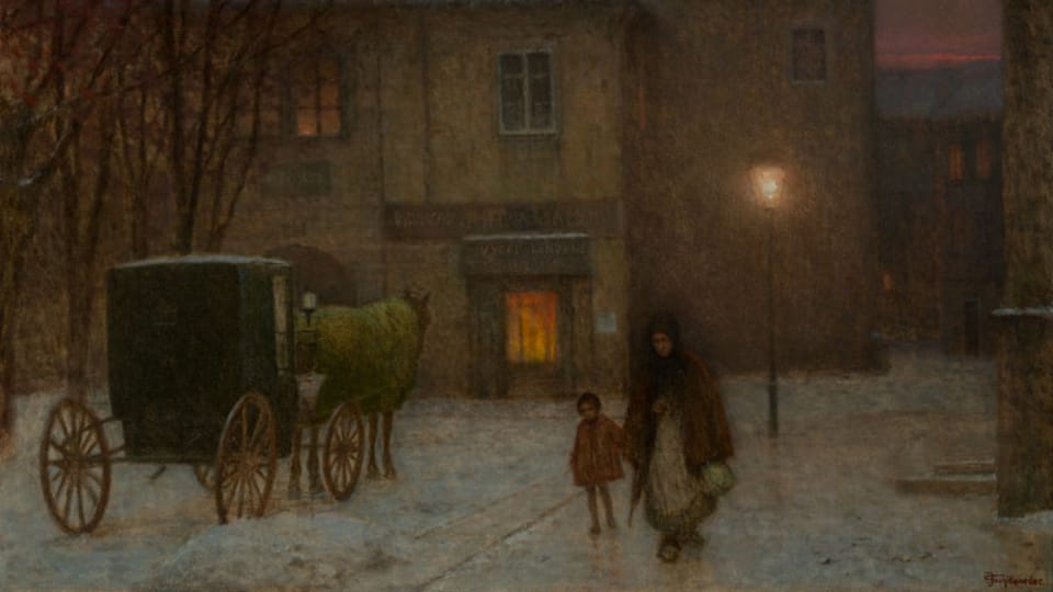 Jakub Schikaneder: Zimní večer ve městě  (1900-1910) | Foto: Národní galerie Praha