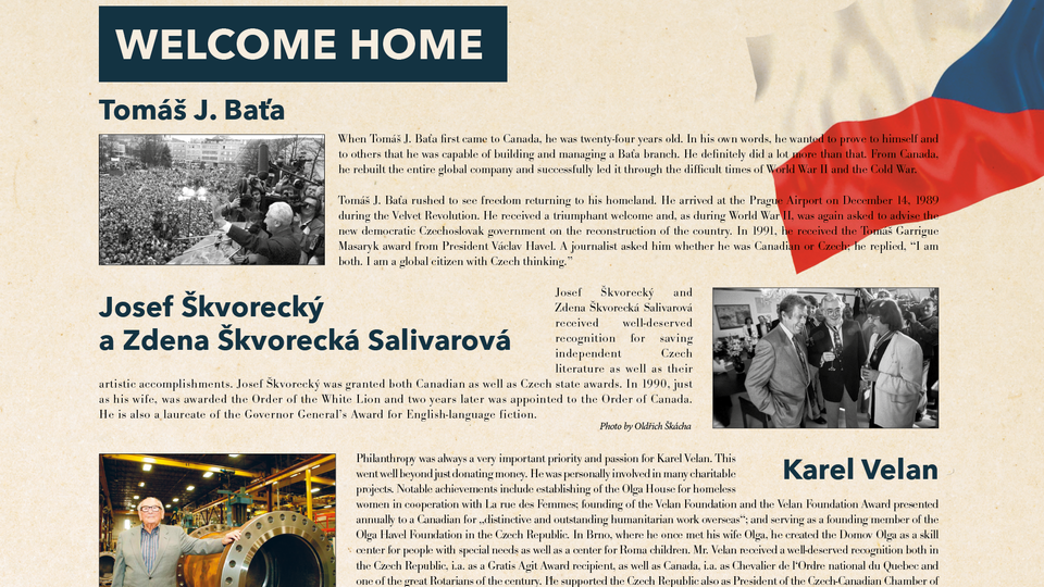 Booklet (str. 33) mapující historii česko-kanadské krajanské komunity | Foto: Bořek Lizec, Ministerstvo zahraničních věcí ČR Booklet (str. 33) mapující historii česko-kanadské krajanské komunity | Foto: Bořek Lizec, Ministerstvo zahraničních věcí ČR