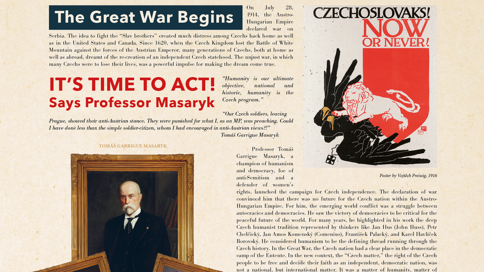 Booklet (str. 9) mapující historii česko-kanadské krajanské komunity | Foto: Bořek Lizec, Ministerstvo zahraničních věcí ČR Booklet (str. 9) mapující historii česko-kanadské krajanské komunity | Foto: Bořek Lizec, Ministerstvo zahraničních věcí ČR