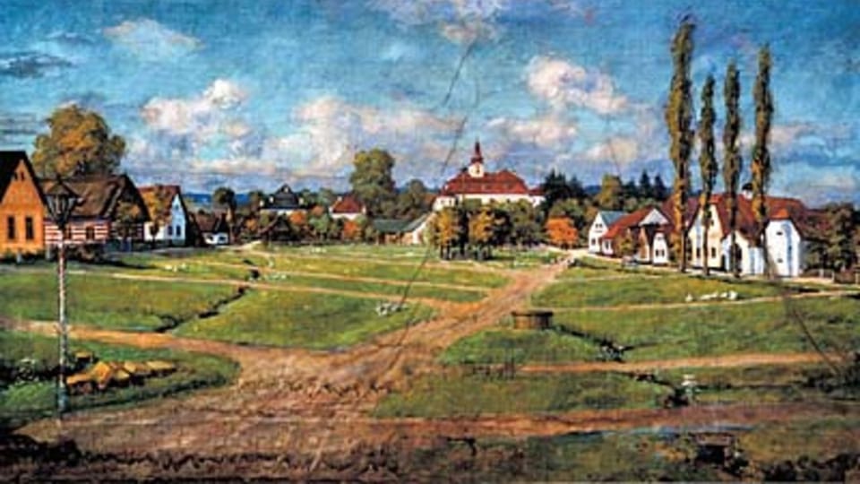 Náves v Holovousech od malíře pokojů Tázlera, 1904 - 1906 Náves v Holovousech od malíře pokojů Tázlera, 1904 - 1906