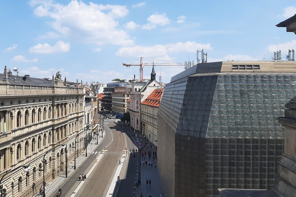 Vyhlídka z terasy Národního divadla, Národní třída, Nová scéna Národního divadla | Foto: Lenka Žižková, Radio Prague International Vyhlídka z terasy Národního divadla, Národní třída, Nová scéna Národního divadla | Foto: Lenka Žižková, Radio Prague International