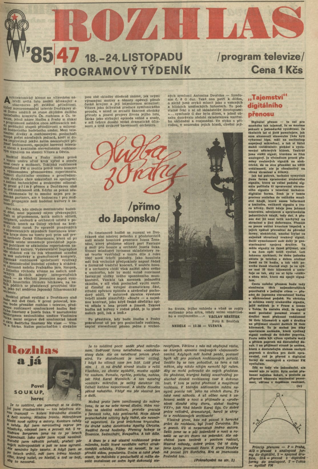 Program Rozhlasu Dnes Světový unikát z Prahy: první digitální přenos rozhlasu před 40 lety ...